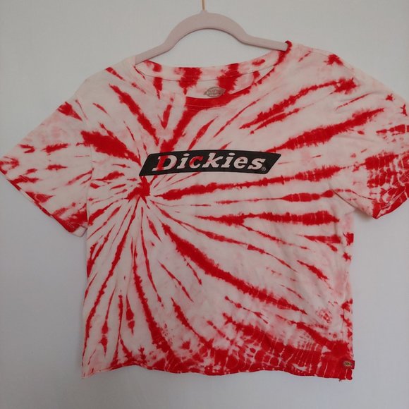 Dickies Tops - Dickies red and white tie-dye cropped tshirt size M